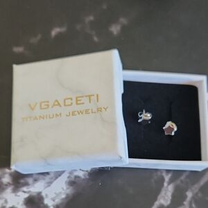 VGACETI Titanium Silvertone Star Earrings